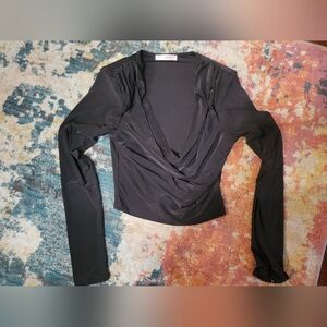 Elegant Black Drape Neck Blouse